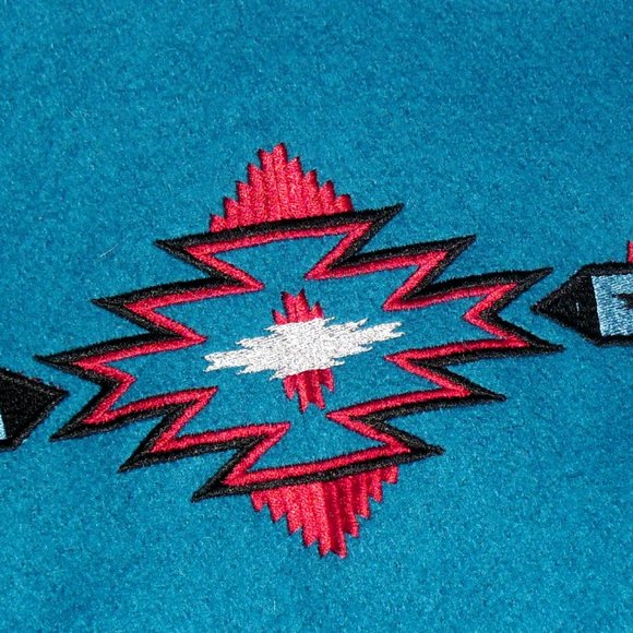 Mid West Garment Mens Aztec Print Vintage Teal Full Zip Jacket Coat sz Large New - Picture 5 of 6